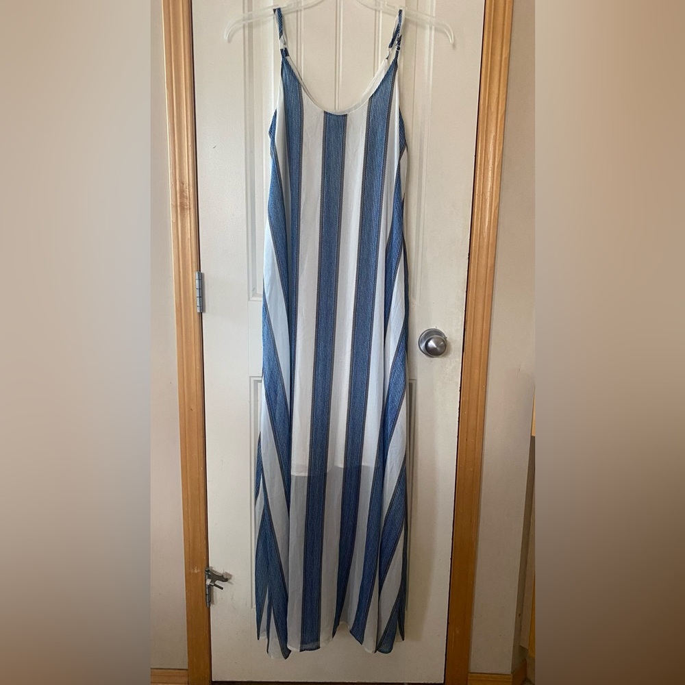 Simons Blue and White Striped Maxi Dress